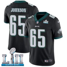 Wholesale Cheap Nike Eagles #65 Lane Johnson Black Alternate Super Bowl LII Youth Stitched NFL Vapor Untouchable Limited Jersey