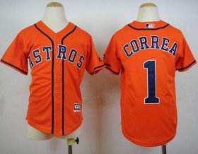 Wholesale Cheap Astros #1 Carlos Correa Orange Cool Base Stitched Youth MLB Jersey