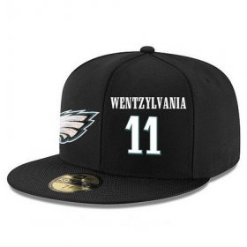 Wholesale Cheap Philadelphia Eagles #11 Carson Wentz Wentzylvania Snapback Cap NFL Player Black with White Number Stitched Hat