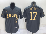 Wholesale Men's Los Angeles Angels #17 Shohei Ohtani Number Grey 2022 All Star Stitched Cool Base Nike Jersey