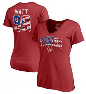 Wholesale Cheap Women\'s Houston Texans #99 J.J. Watt NFL Pro Line by Fanatics Branded Banner Wave Name & Number T-Shirt Red
