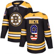 Wholesale Cheap Adidas Bruins #9 Johnny Bucyk Black Home Authentic USA Flag Stitched NHL Jersey