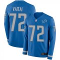 Wholesale Cheap Nike Lions #72 Halapoulivaati Vaitai Blue Team Color Men's Stitched NFL Limited Therma Long Sleeve Jersey