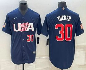 Cheap Men\'s USA Baseball #30 Kyle Tucker Number 2023 Navy World Baseball Classic Stitched Jerseys