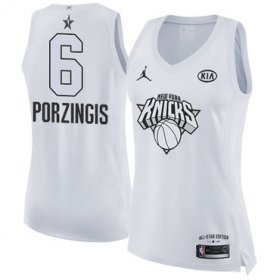 Wholesale Cheap Nike New York Knicks #6 Kristaps Porzingis White Women\'s NBA Jordan Swingman 2018 All-Star Game Jersey