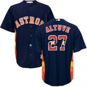 Wholesale Cheap Astros #27 Jose Altuve Navy Blue Team Logo Fashion Stitched MLB Jersey