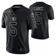 Wholesale Cheap Men's San Francisco 49ers #5 Trey Lance Black Reflective Limited Stitched Football Jersey