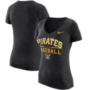 Wholesale Cheap Pittsburgh Pirates Nike Women's Practice 1.7 Tri-Blend V-Neck T-Shirt Heathered Black