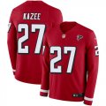 Wholesale Cheap Nike Falcons #27 Damontae Kazee Red Team Color Men's Stitched NFL Limited Therma Long Sleeve Jersey
