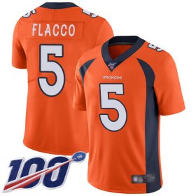 Wholesale Cheap Nike Broncos #5 Joe Flacco Orange Team Color Men\'s Stitched NFL 100th Season Vapor Limited Jersey
