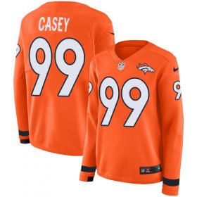 Wholesale Cheap Nike Broncos #99 Jurrell Casey Orange Team Color Women\'s Stitched NFL Limited Therma Long Sleeve Jersey