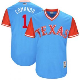 Wholesale Cheap Rangers #1 Elvis Andrus Light Blue \"Comando\" Players Weekend Authentic Stitched MLB Jersey