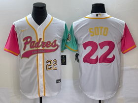 Wholesale Cheap Men\'s San Diego Padres #22 Juan Soto Number White NEW 2023 City Connect Cool Base Stitched Jersey