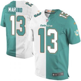 Wholesale Cheap Nike Dolphins #13 Dan Marino Aqua Green/White Men\'s Stitched NFL Elite Split Jersey
