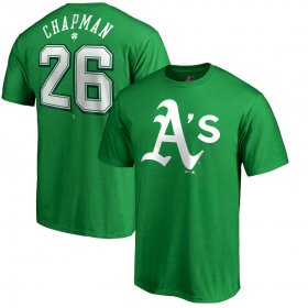 Wholesale Cheap Oakland Athletics #26 Matt Chapman Majestic St. Patrick\'s Day Stack Player Name & Number T-Shirt Kelly Green