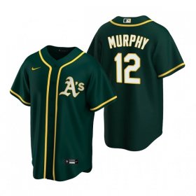 Wholesale Cheap Men\'s Oakland Athletics #12 Sean Murphy Green Cool Base Stitched Jersey