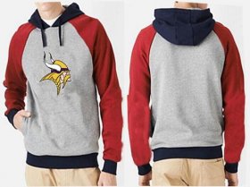 Wholesale Cheap Minnesota Vikings Logo Pullover Hoodie Grey & Red