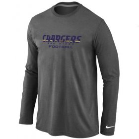 Wholesale Cheap Nike Los Angeles Chargers Authentic Font Long Sleeve T-Shirt Dark Grey