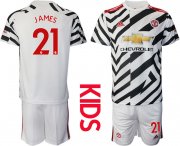 Wholesale Cheap Youth 2020-2021 club Manchester united away 21 white Soccer Jerseys