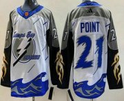 Cheap Men's Tampa Bay Lightning #21 Brayden Point White 2022 Reverse Retro Authentic Jersey