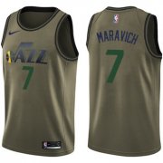 Wholesale Cheap Nike Jazz #7 Pete Maravich Green Salute to Service NBA Swingman Jersey