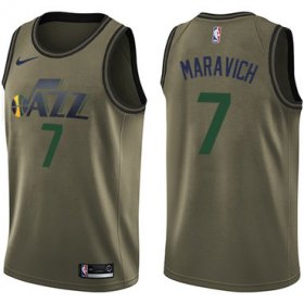 Wholesale Cheap Nike Jazz #7 Pete Maravich Green Salute to Service NBA Swingman Jersey