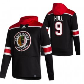 Wholesale Cheap Chicago Blackhawks #9 Bobby Hull Adidas Reverse Retro Pullover Hoodie Black