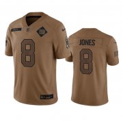 Wholesale Cheap Men's New York Giants #8 Daniel Jones 2023 Brown Salute To Service Limited Football Stitched Jersey