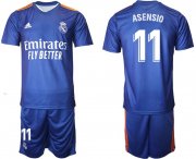 Wholesale Cheap Men 2021-2022 Club Real Madrid away blue 11 Adidas Soccer Jersey