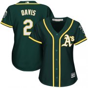 Wholesale Cheap Athletics #2 Khris Davis Green Alternate Women's Stitched MLB Jersey