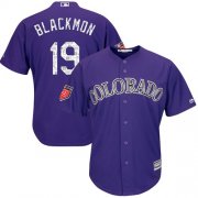 Wholesale Cheap Rockies #19 Charlie Blackmon Purple 2018 Spring Training Cool Base Stitched MLB Jersey