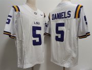 Cheap Men's LSU Tigers #5 Jayden Daniels White Stitched Jersey