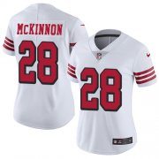 Wholesale Cheap Nike 49ers #28 Jerick McKinnon White Rush Women's Stitched NFL Vapor Untouchable Limited Jersey