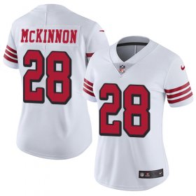 Wholesale Cheap Nike 49ers #28 Jerick McKinnon White Rush Women\'s Stitched NFL Vapor Untouchable Limited Jersey