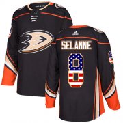 Wholesale Cheap Adidas Ducks #8 Teemu Selanne Black Home Authentic USA Flag Stitched NHL Jersey
