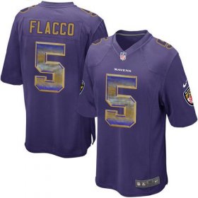 Wholesale Cheap Nike Ravens #5 Joe Flacco Purple Team Color Men\'s Stitched NFL Limited Strobe Jersey