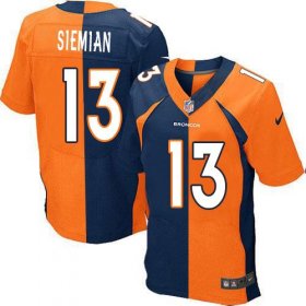 Wholesale Cheap Nike Broncos #13 Trevor Siemian Orange/Navy Blue Men\'s Stitched NFL Elite Split Jersey