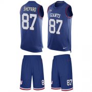 Wholesale Cheap Nike Giants #87 Sterling Shepard Royal Blue Team Color Men's Stitched NFL Limited Tank Top Suit Jersey