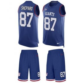 Wholesale Cheap Nike Giants #87 Sterling Shepard Royal Blue Team Color Men\'s Stitched NFL Limited Tank Top Suit Jersey
