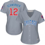 Wholesale Cheap Cubs #12 Kyle Schwarber Grey Road Women's Stitched MLB Jersey