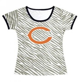 Wholesale Cheap Women\'s Chicago Bears Sideline Legend Authentic Logo Zebra Stripes T-Shirt