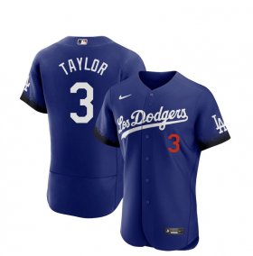 Wholesale Cheap Men\'s Los Angeles Dodgers #3 Chris Taylor Blue 2021 City Connect Flex Base Stitched Jersey