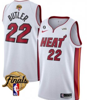 Wholesale Cheap Men\'s Miami Heat #22 Jimmy Butler White 2023 Finals Association Edition With NO.6 Patch Stitched Basketball Jersey