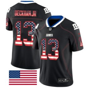 Wholesale Cheap Nike Giants #13 Odell Beckham Jr Black Men\'s Stitched NFL Limited Rush USA Flag Jersey