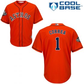Wholesale Cheap Astros #1 Carlos Correa Orange New Cool Base 2019 World Series Bound Stitched MLB Jersey