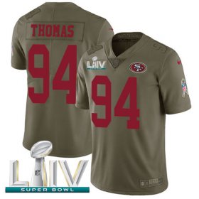 Wholesale Cheap Nike 49ers #94 Solomon Thomas Olive Super Bowl LIV 2020 Youth Stitched NFL Limited 2017 Salute To Service Jersey