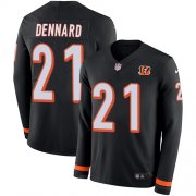 Wholesale Cheap Nike Bengals #21 Darqueze Dennard Black Team Color Men's Stitched NFL Limited Therma Long Sleeve Jersey