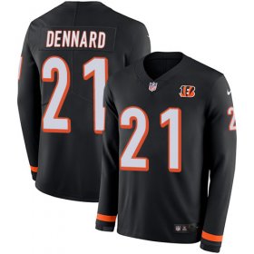 Wholesale Cheap Nike Bengals #21 Darqueze Dennard Black Team Color Men\'s Stitched NFL Limited Therma Long Sleeve Jersey