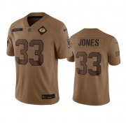 Men's Green Bay Packers #33 Aaron Jones Brown 2023 Salute To Service Limited Stitched Jersey