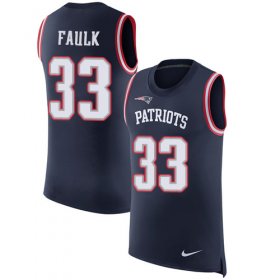 Wholesale Cheap Nike Patriots #33 Kevin Faulk Navy Blue Team Color Men\'s Stitched NFL Limited Rush Tank Top Jersey